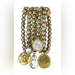 Gold Charm Bracelet Set
